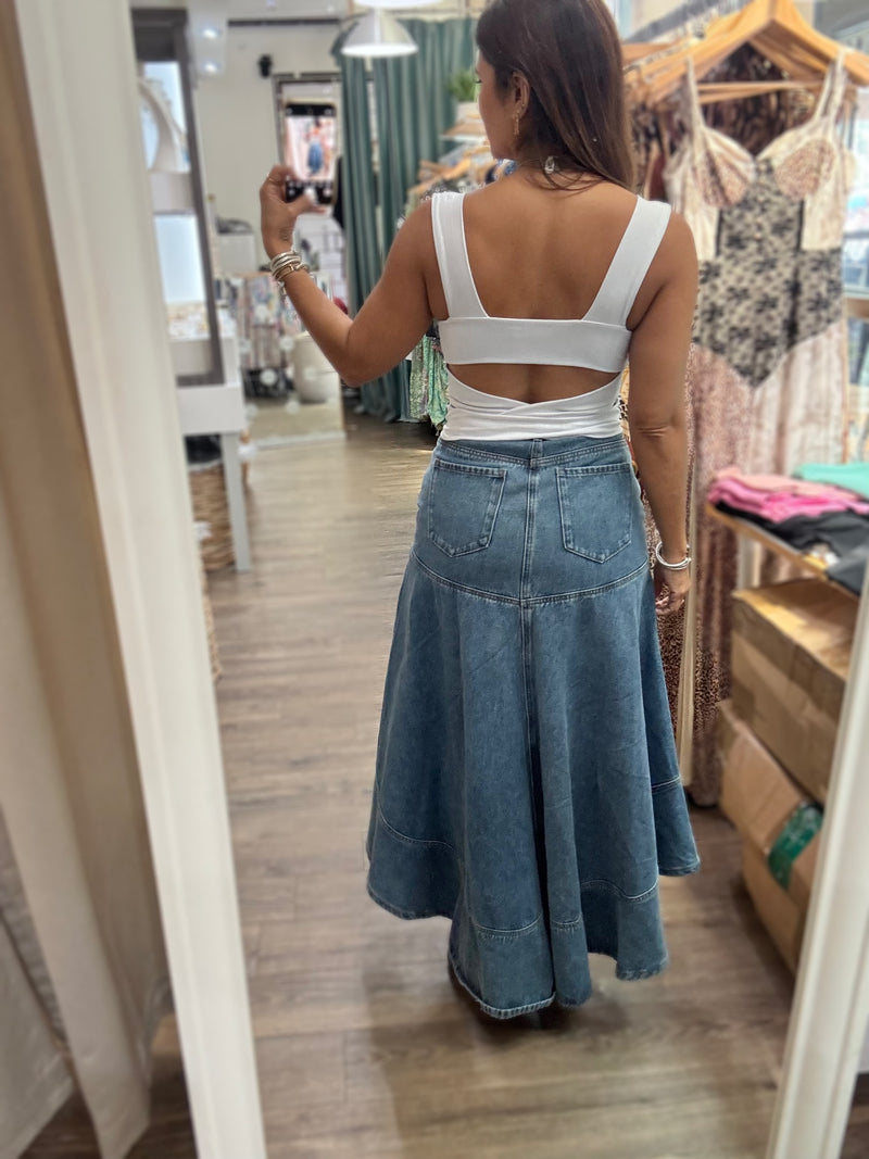 Denim Hi-Lo Skirt