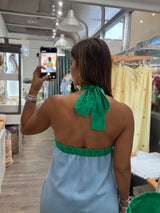 Blue & Green Halter Dress