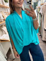 Turquoise Wrap Tunic Top