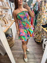 Colorful Print Halter Dress