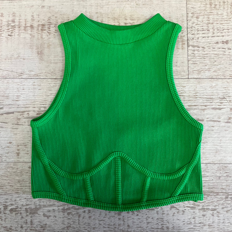 Green Ribbed Top