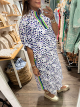 Blue Mix & Stripes Detail Dress