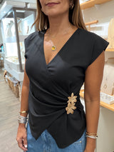 Black Gold Brooch Detail Top