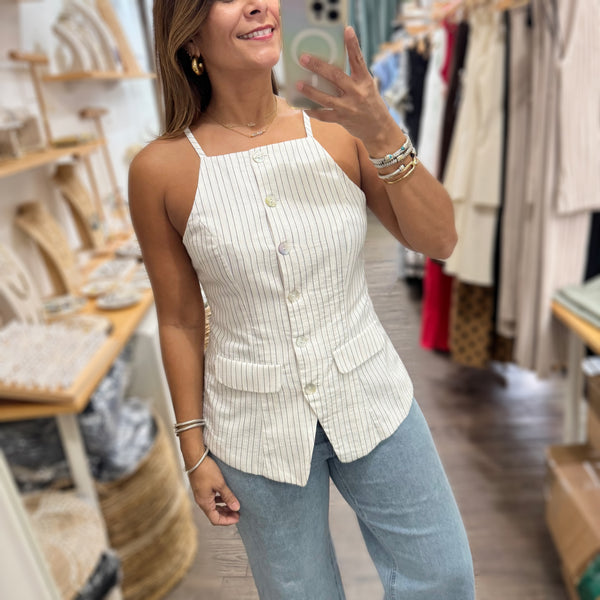 Stripe Button Down Top
