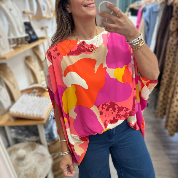 Pink Mix Dolman Sleeves Top