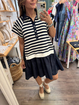 Navy Stripes Contrast Dress