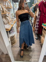 Denim Asymmetrical Hem Skirt