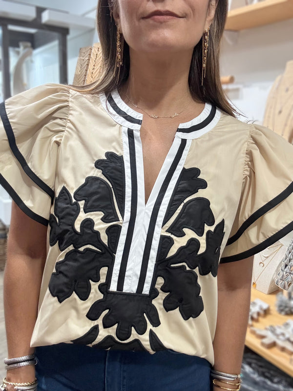 Ivory Embroidered Detail Top