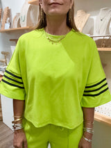 Lime & Black Stripes Top & Pant Set