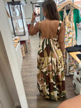 Sage Brown Mix Flowy Dress