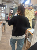 Black & White Lace Detail Top