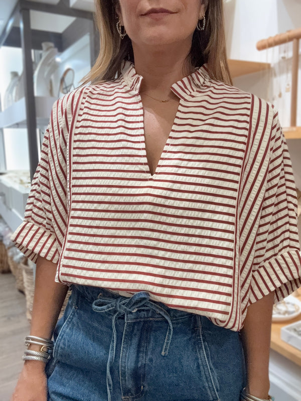 Brick Stripes Oversized Top