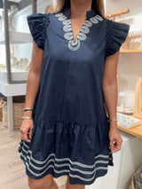 Navy Drop Waist Dress