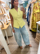 Lime Green Crossover Vest Top