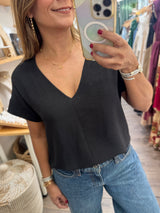 Black V-Neck Everyday Top
