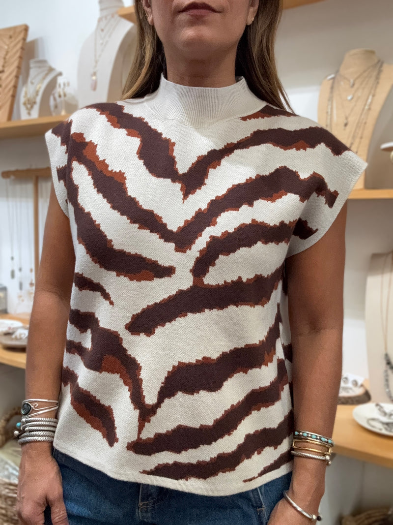 Animal Print Knitted Top