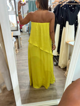 Chartreuse Strapless Maxi Dress