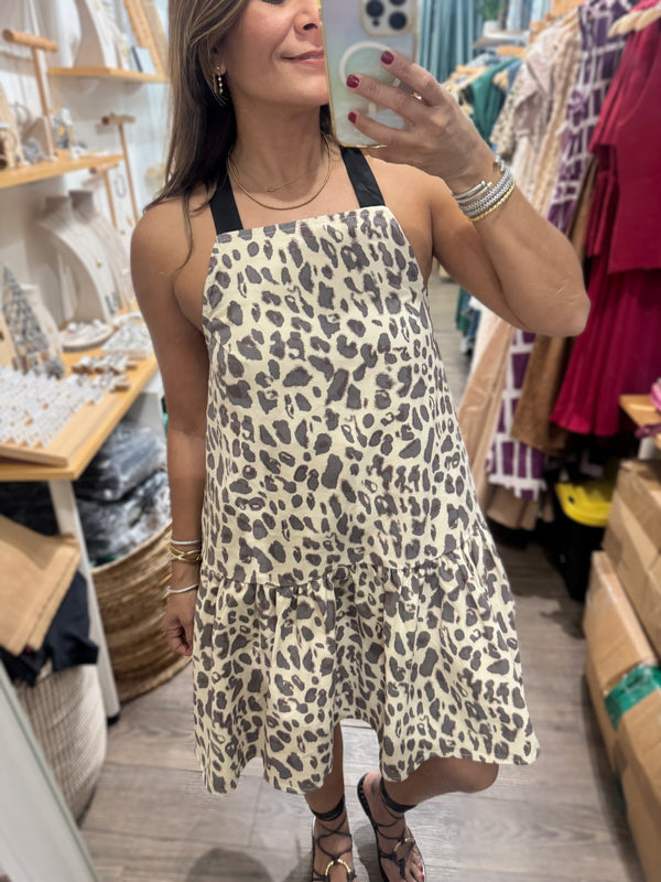 Leopard Print Back Detail Dress