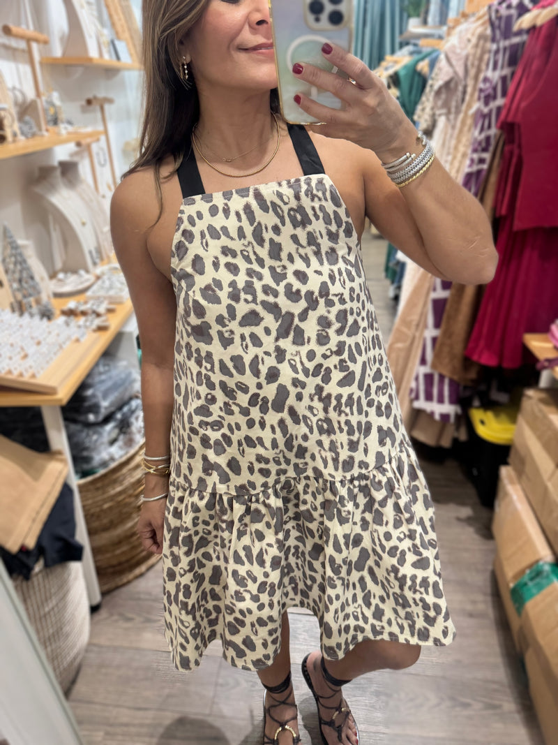 Leopard Print Back Detail Dress