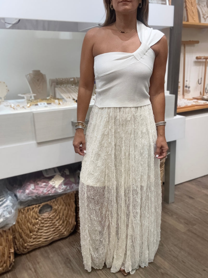 Ivory Lace Maxi Skirt