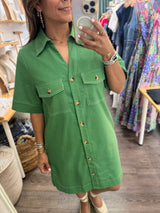 Green Contrast Stitch Dress