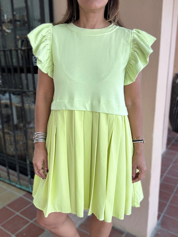 Lime Green Contrast Dress