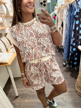 Animal Print Top & Shorts Set