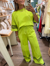 Lime & Black Stripes Top & Pant Set