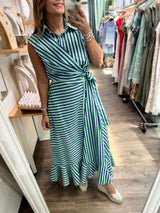 Green & Blue Striped Dress