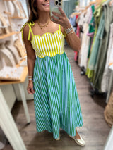 RE-STOCK Lime & Blue Stripes Contrast Dress