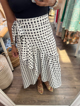 Black Polka Dots Wrap Around Skirt