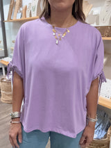 Lavender Drawstring Sleeves Top