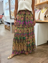 Orchid Print Boho Skirt
