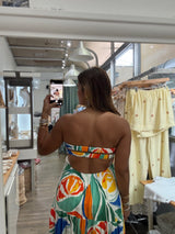 Summer Print Strapless Dress