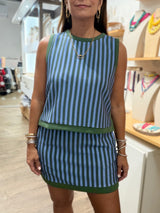 Blue/Green Stripes Top & Skort Set