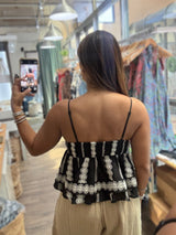 Black Embroidered Flowy  Top