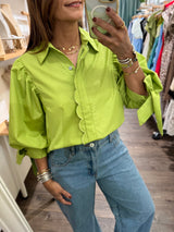 Chartreuse Scalloped Detail Top