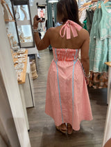 Orange & Aqua Halter Dress