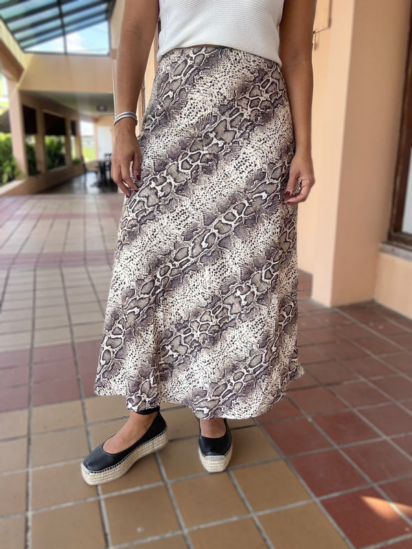 Snake Print Midi Skirt