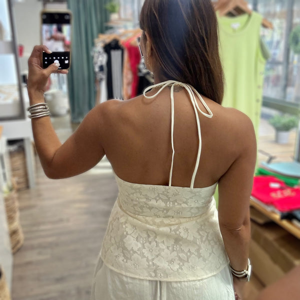 Ivory Lace Halter Top
