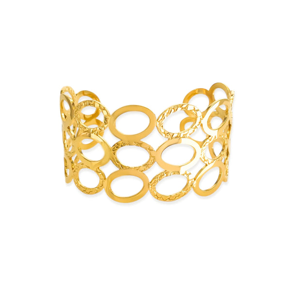 Gold Oval Pattern Cuff Bracelet (BC)