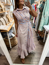 Blue & Orange Striped Dress