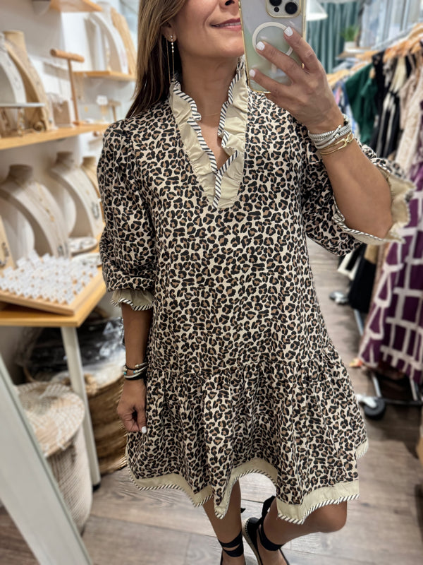 Animal Print Drop Waist Dress