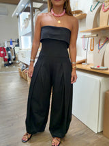 Black Strapless Barrel Jumpsuit