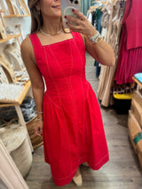 Red Contrast Stitch Dress