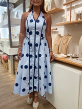 Blue Polka Dots Halter Dress