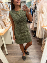Olive Zebra Shift Dress