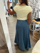 Light Denim Flowy Maxi Skirt