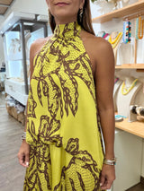 Chartreuse Print Top & Pant Set