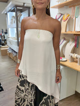 Ivory/Black Strapless Asymmetrical Top & Pant Set